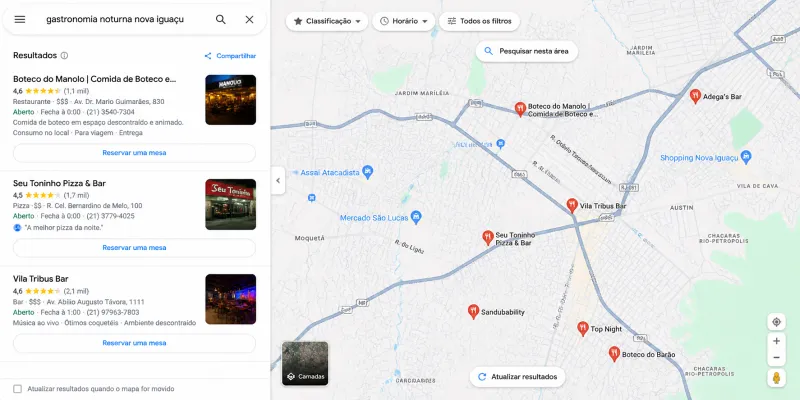 Busca no Google Maps por negocio em Nova Iguaçu